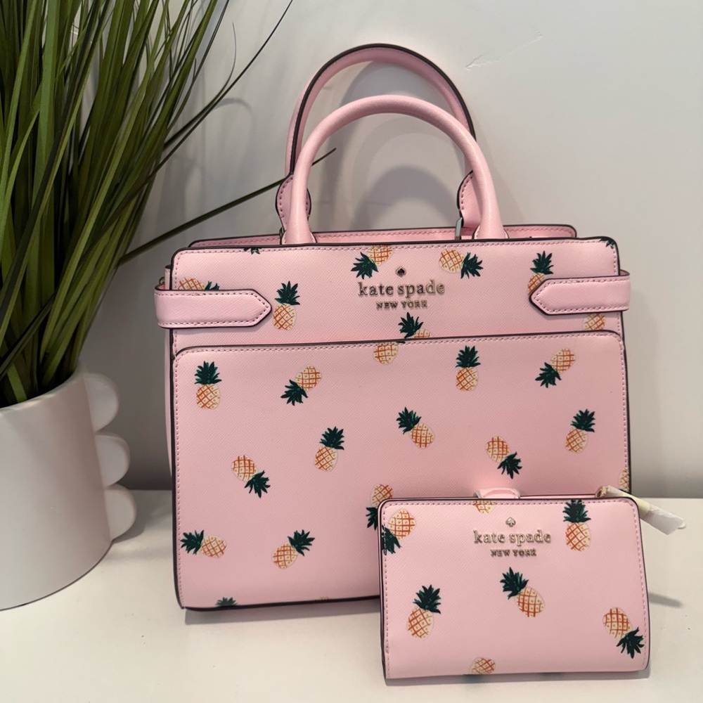 Kate Spade Staci Pineapple Satchel & Wallet NWT
